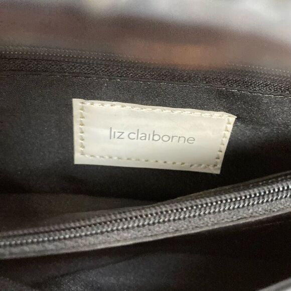 Vintage Y2K‎ Mini Satchel Shoulder Bag Black Alligator Print Brass Chain Vegan - Picture 7 of 11